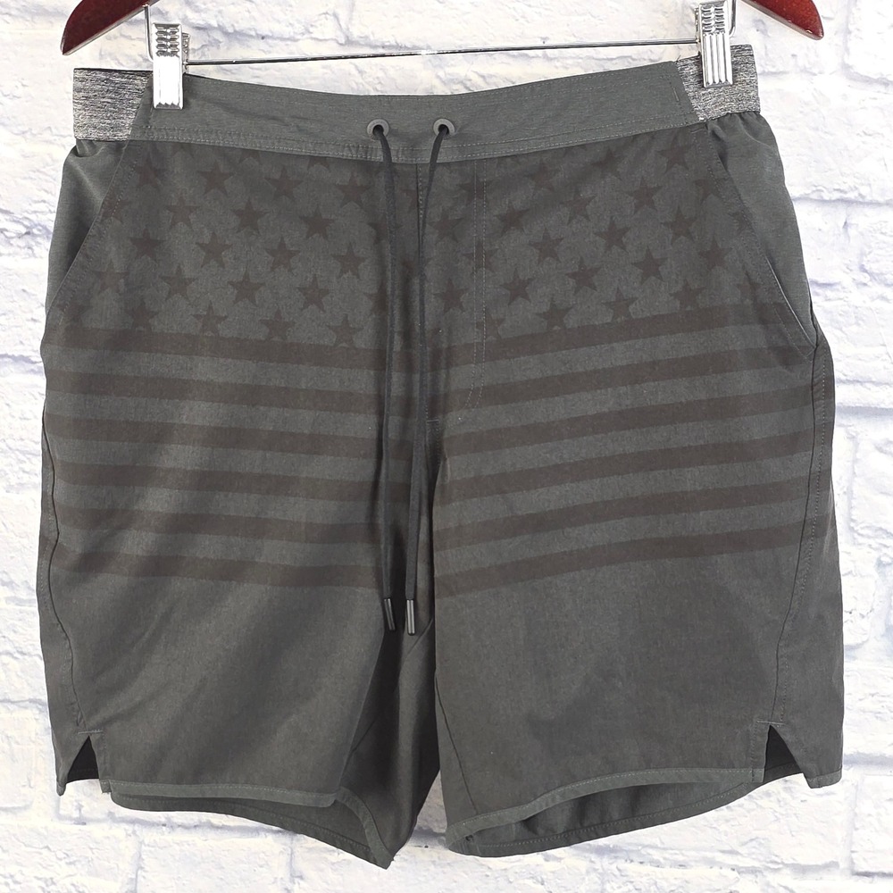 Chubbies Men The Danger Zones Lined Shorts Grey American Flag 7" Inseam Sz Large